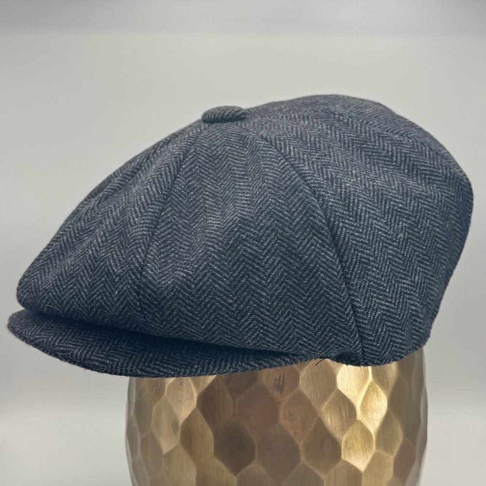 Jangoul Classic Headwear Gray Herringbone Newsboy Cap Wool Blend